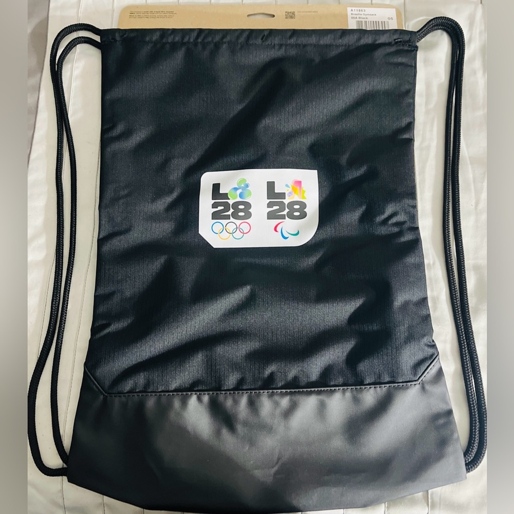 Nike LA28 Olympics BLACK Drawstring Backpack/Gym Sack "Los Angeles Olympics" +